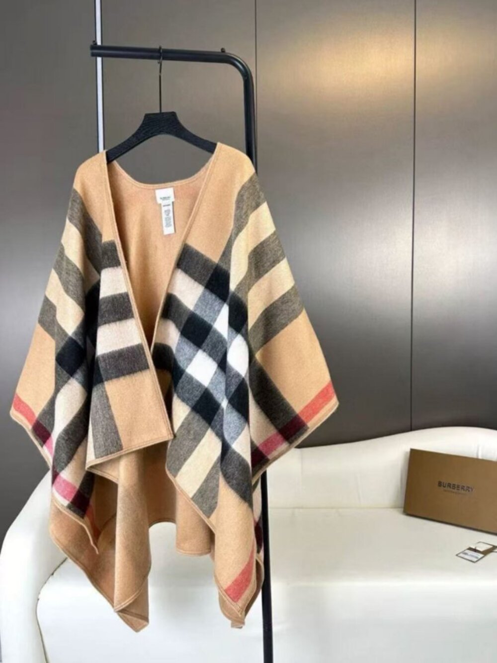 Burberry Check Wool Cape Poncho